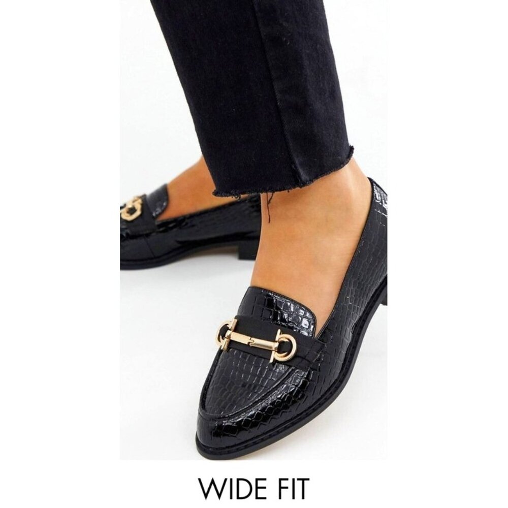 ASOS Vapor Snaffle Loafer in Black Croc - Size 10W